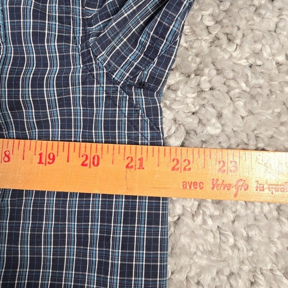 Ariat Pro Series Shirt Mens Medium Blue Plaid Button Up Long Sleeve Vented - Picture 8 of 11